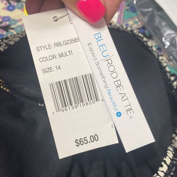 NWT- Bleu by Rod Beattie-Let's Get Loud Tie Side Bikini bottoms - Size 14 - Picture 7 of 9